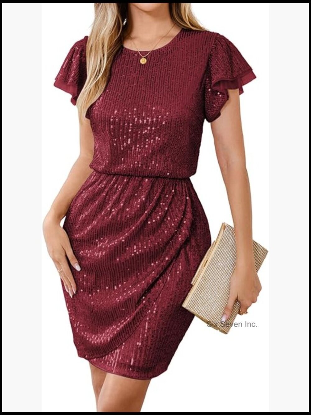 Sparkly Sequin Cocktail Dress with Cap Sleeves and Keyhole Back